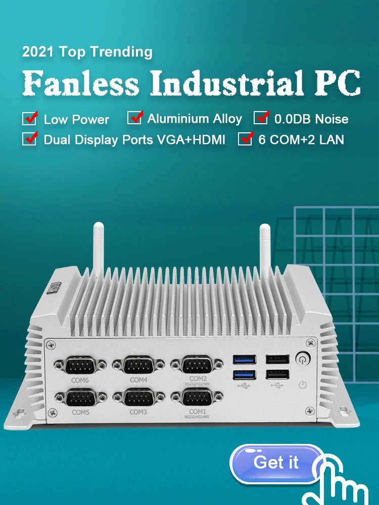 جهاز كمبيوتر صناعي صغير بدون م - مراجعة Fanless Industrial Pc Rs485 Core I7 وسعره
